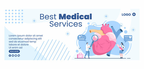 Medical Check up Cover Template Health care Flat Design Illustration Editable of Square Background for Social Media, Greeting Card or Web