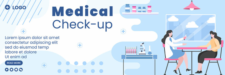 Medical Check up Cover Template Health care Flat Design Illustration Editable of Square Background for Social Media, Greeting Card or Web