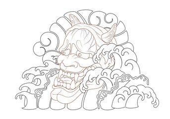 Hannya Irezumi Tattoo Pattern Line Shoulder One Point 한야 문신도안 건대타투