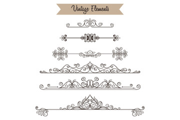 Obraz premium set of vintage ornaments with hand drawn style