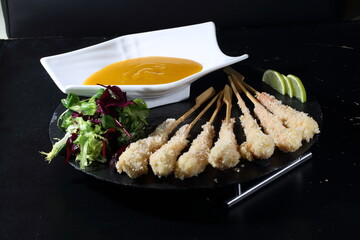 fried shrimp with mango sauce