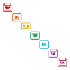 Calendar icon, days of the week icon isolated on white background