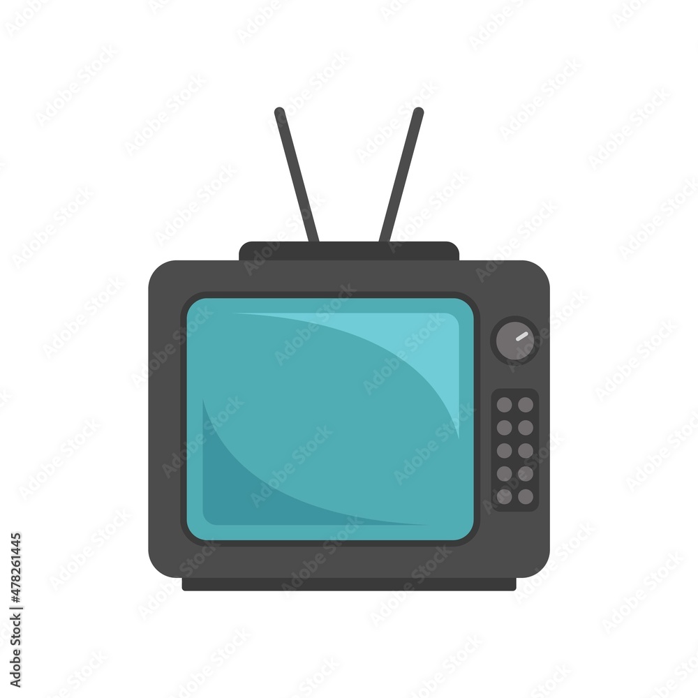 Wall mural old tv set icon flat isolated vector