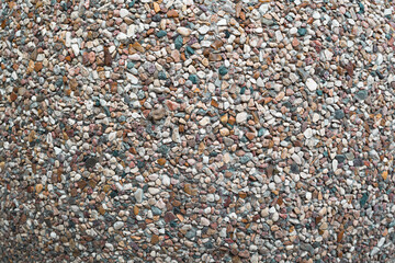 various types of stones and pebbles texture background . Close up view of decorative stone elements
