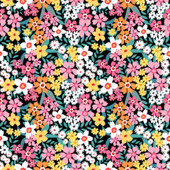 Seamless pattern with hand drawn Flowers. Background for textile, wrapping paper, fashions, illustrations.