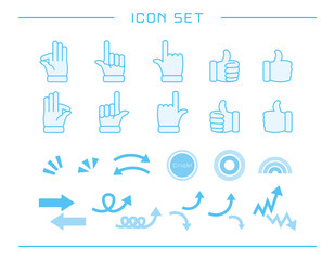 シンプルな手のアイコンセット　ハンドサイン　人差し指