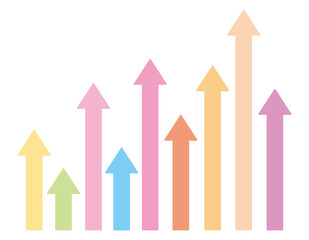 シンプルな上向きの矢印とグラフ　アイコン　線　アップ