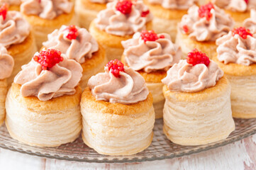 vol au vent with red spawn, close up image