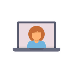 Laptop video call icon flat isolated vector