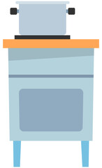 Cooking pot on gas stove. Saucepan on modern cooker. Cooking device, equipment with pot of boiling water. Appliance for kitchenware heating concept. Cookware heating on stove vector illustration