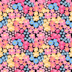 Seamless pattern with hand drawn Flowers. Background for textile, wrapping paper, fashions, illustrations.