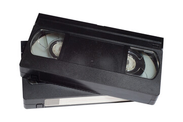 Obraz premium Old analog tape VHS cassette. Retro nostalgia. Vintage gone down in history.