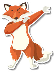 A fox dancing animal cartoon sticker
