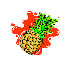 pineapple fruit vector illustration, can be used as an icon, logo, or wall decoration, can also be used for t-shirts, merchandise, also tattoos