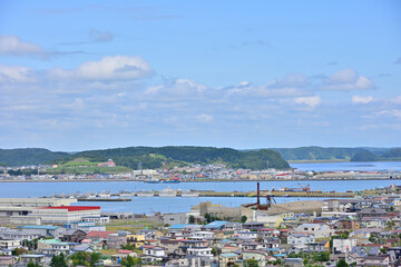 北海道　東部　アイカップから望む厚岸市街
