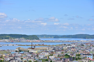 北海道　東部　アイカップから望む厚岸市街
