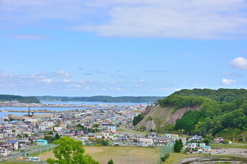 Fototapeta na wymiar 北海道　東部　アイカップから望む厚岸市街 