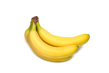 Bunch ripe yellow bananas on white background, isolate.