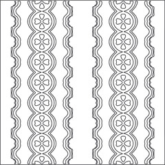  Vector ethnic pattern with symmetrical elements . Repeating geometric tiles from striped elements.Monochrome texture.Black and white pattern for wallpapers and backgrounds.