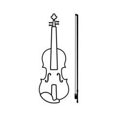 Fototapeta premium Violin with bow vector isolated on white background