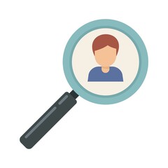 Sociology person search icon flat isolated vector