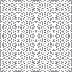  Vector ethnic pattern with symmetrical elements . Repeating geometric tiles from striped elements.Monochrome texture.Black and white pattern for wallpapers and backgrounds.