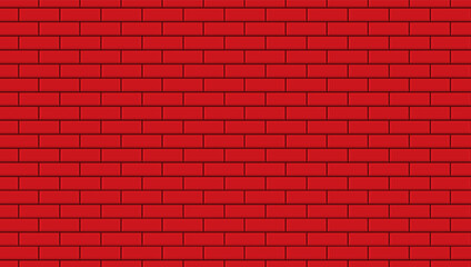 Subway tile pattern. Metro red ceramic bricks background. Vector realistic illustration.