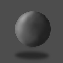 Volumetric black gray ball soaring in the air, black and white modeling