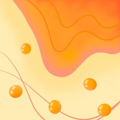 Abstract orange background with bubbles, circles, lines. Gradient background with lava