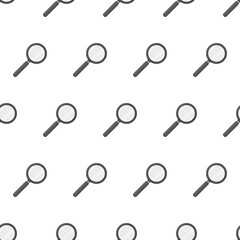 Magnifying Glass Seamless Pattern On A White Background. Magnifier Theme Vector Illustration