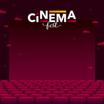 Square cinema festival template with color graphic elements and place for text. Vector illustration.