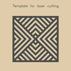 Template for laser cutting. Stencil for panels of wood, metal. Geometric pattern. Square background for cut. Decorative stand.