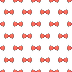 Bow Tie Seamless Pattern On A White Background. Bow Tie Theme Vector Illustration