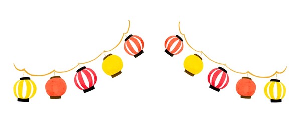 手描きの提灯飾り素材