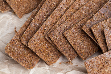 thin and crispy bread close up