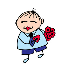 Love yourself men hugging herself with enjoying emotions vector illustration. Happy smiling guy hugging herself narcissistic, self-confident. Self care body positive, healthcare, skincare concept