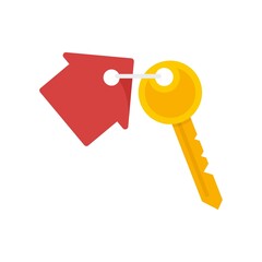 Realtor house key icon flat isolated vector