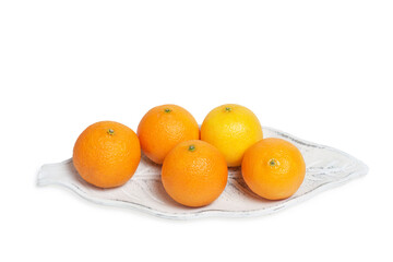 Tangerines tray on white background.