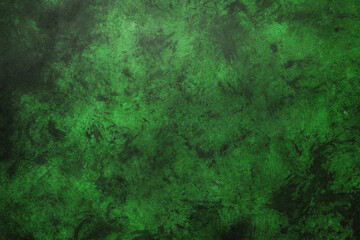 Fototapeta na wymiar Green weathered wall textured background with emerald tones. Aged wall.