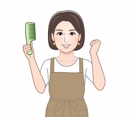 エプロンを着けてお母さん