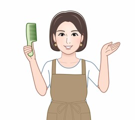 エプロンを着けてお母さん