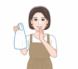 エプロンを着けてお母さん