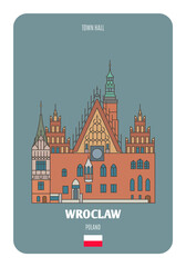 Town Hall in Wroclaw, Poland. Architectural symbols of European cities