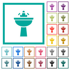 Sink flat color icons with quadrant frames
