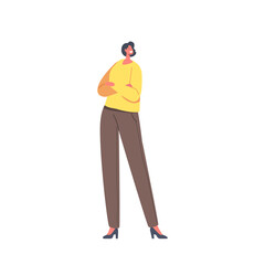 Businesswoman with Happy Face Stand in Protective Self-Confident Posture with Crossed Arms. Stylish Female Character