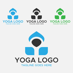 Yoga logo. Meditation logo.Green, blue and black color abstract logo.