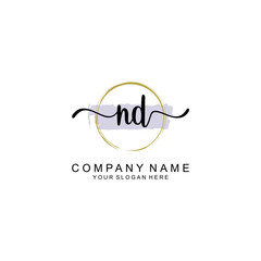 ND Initial handwriting logo with circle hand drawn template vector