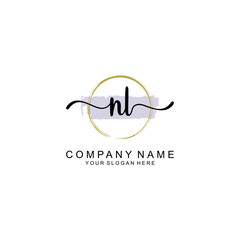 NL Initial handwriting logo with circle hand drawn template vector