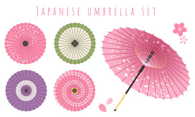 様々な種類の和傘のベクターイラストセット © Honyojima