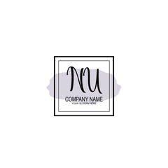 Letter NU minimalist wedding monogram vector